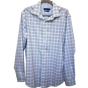 Tommy Hilfiger Men’s THFlex Collar Athletic Fit Stretch Button Up Blue Large